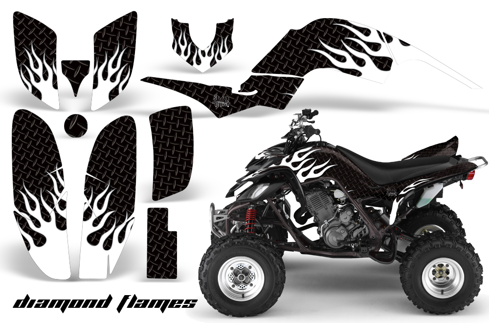 Yamaha Raptor 660 Graphics DiamondFlames White BlackBG